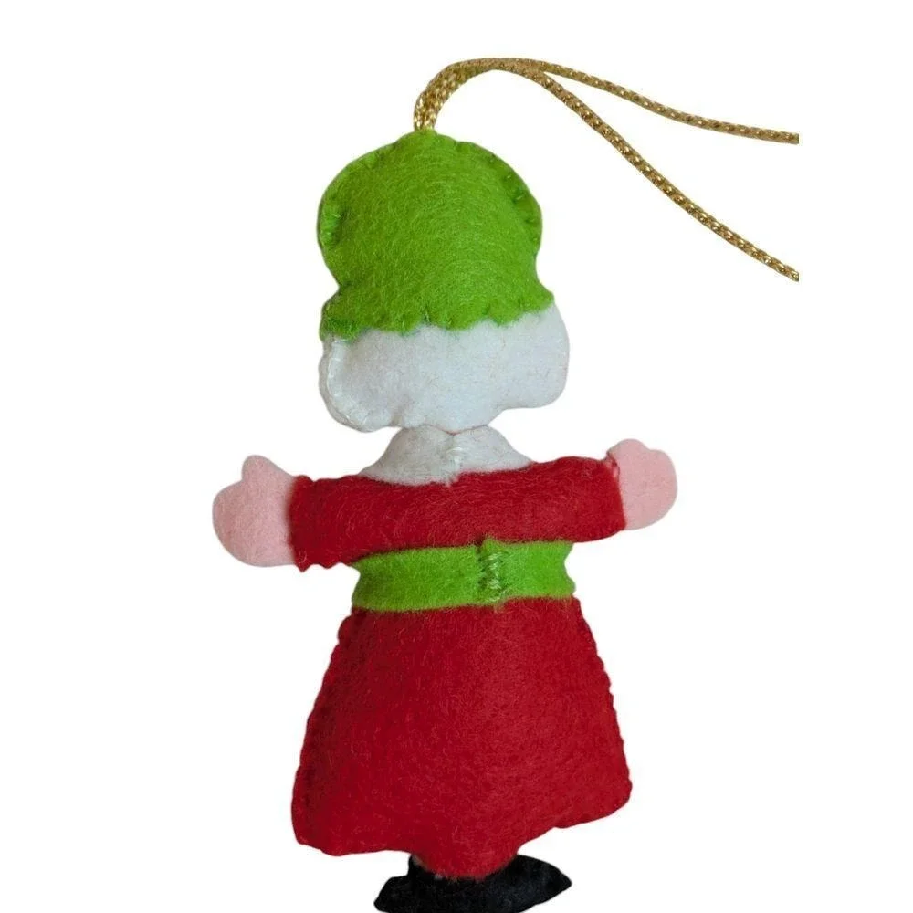 Vintage Felt Christmas‎ Ornaments Handmade Santa Angel Snowman Set of 4